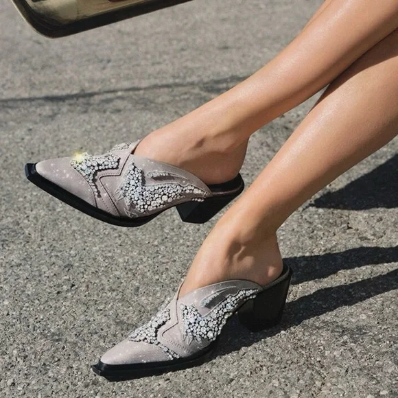 New JIMMY CHOO Cece Mule II 60 Silver Glitter Crystal Mules $2,995 37 - Picture 4 of 15